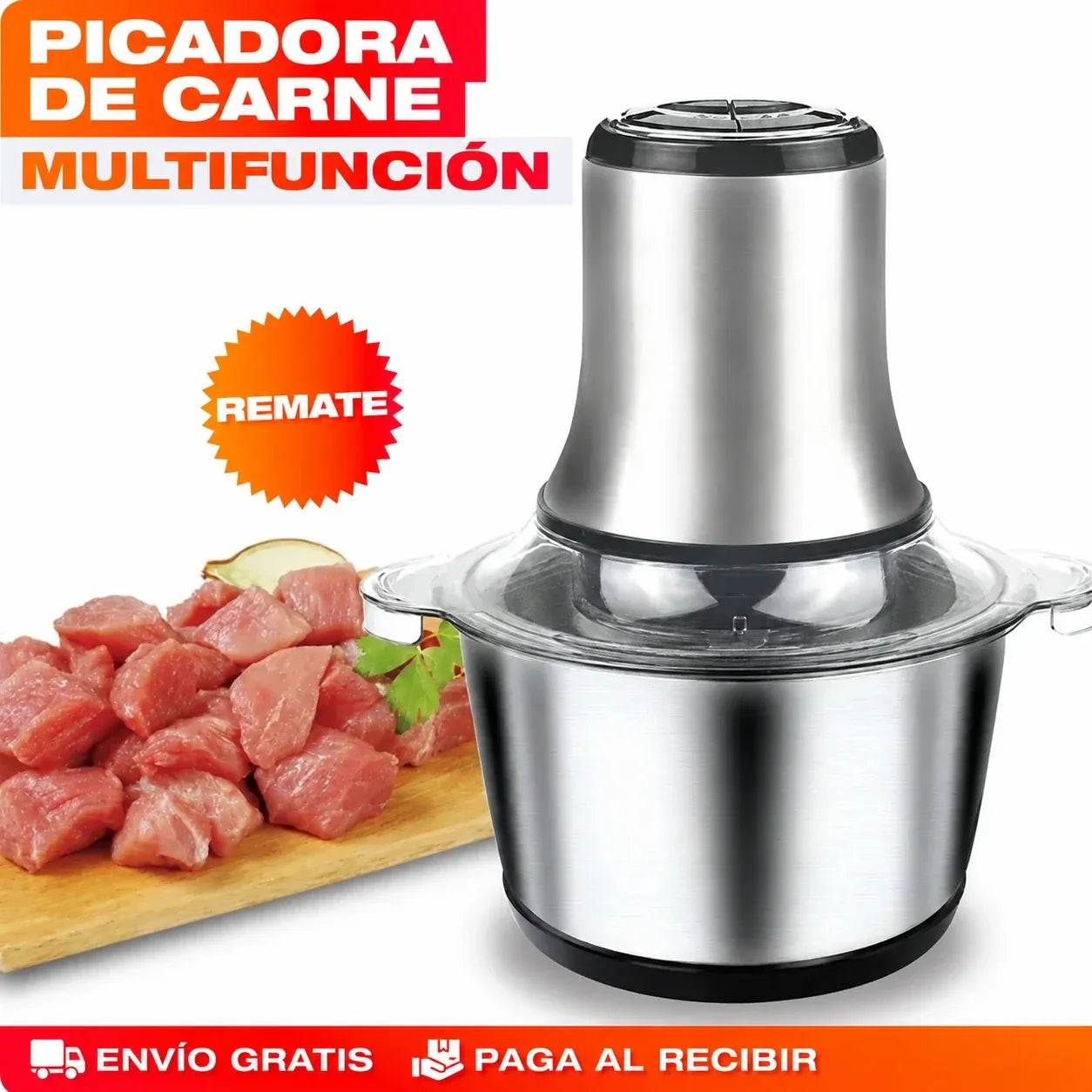 PROMO đ„ Molino Picador ElĂ©ctrico 2L de Acero Inoxidable