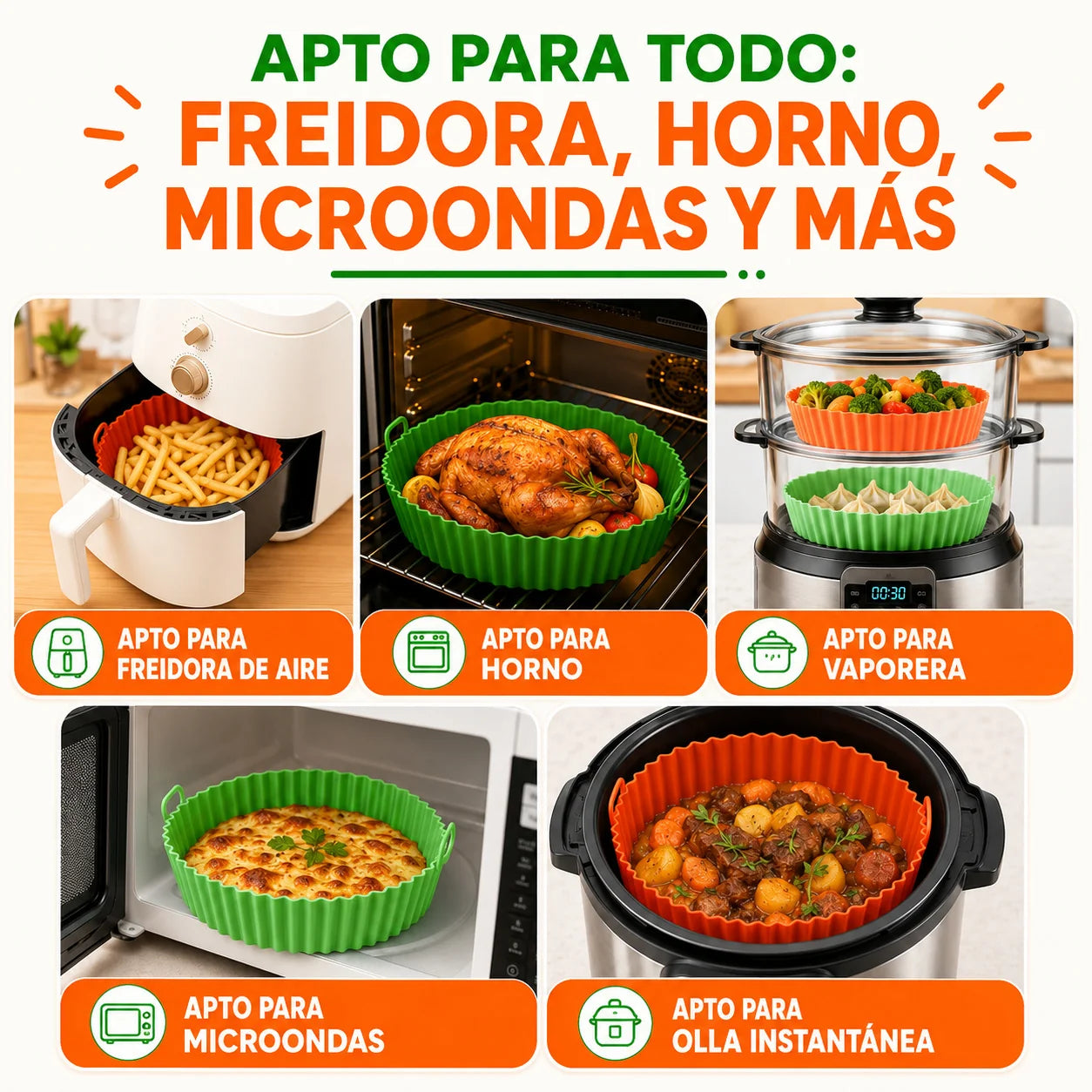 PROMO 6x1 🔥 Moldes de Silicona Antiadherentes para Freidora de Aire