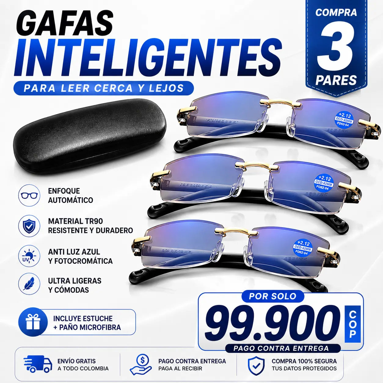 PROMO 3x1: 🔥 LLEVA 3 Y PAGA 1 🔥 Gafas de Aumento Inteligente TR90 + Kit GRATIS