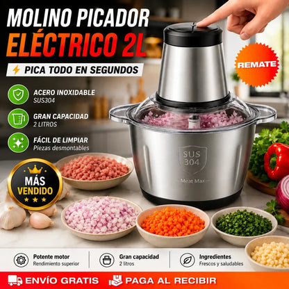 PROMO 🔥 Molino Picador Eléctrico 2L de Acero Inoxidable