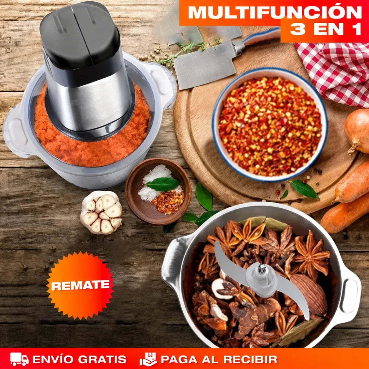 PROMO 🔥 Molino Picador Eléctrico 2L de Acero Inoxidable