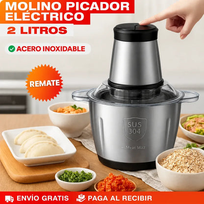 PROMO 🔥 Molino Picador Eléctrico 2L de Acero Inoxidable
